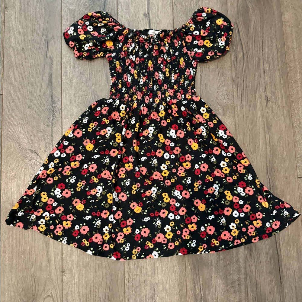 Olivia Kay Black Dress with Vibrant Floral Pattern